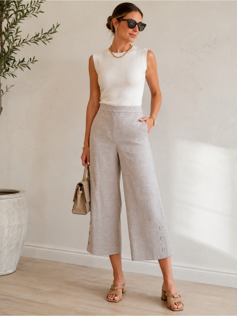 NWT | Ann Taylor | The Marina High Rise Wide Leg Cropped Pants - Size 10 Petite
